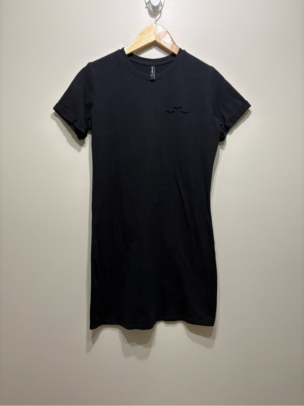 Lazypants Black T-Shirt Mini Dress Seagull Logo Soft Stretch Women’s XS - Picture 7 of 7